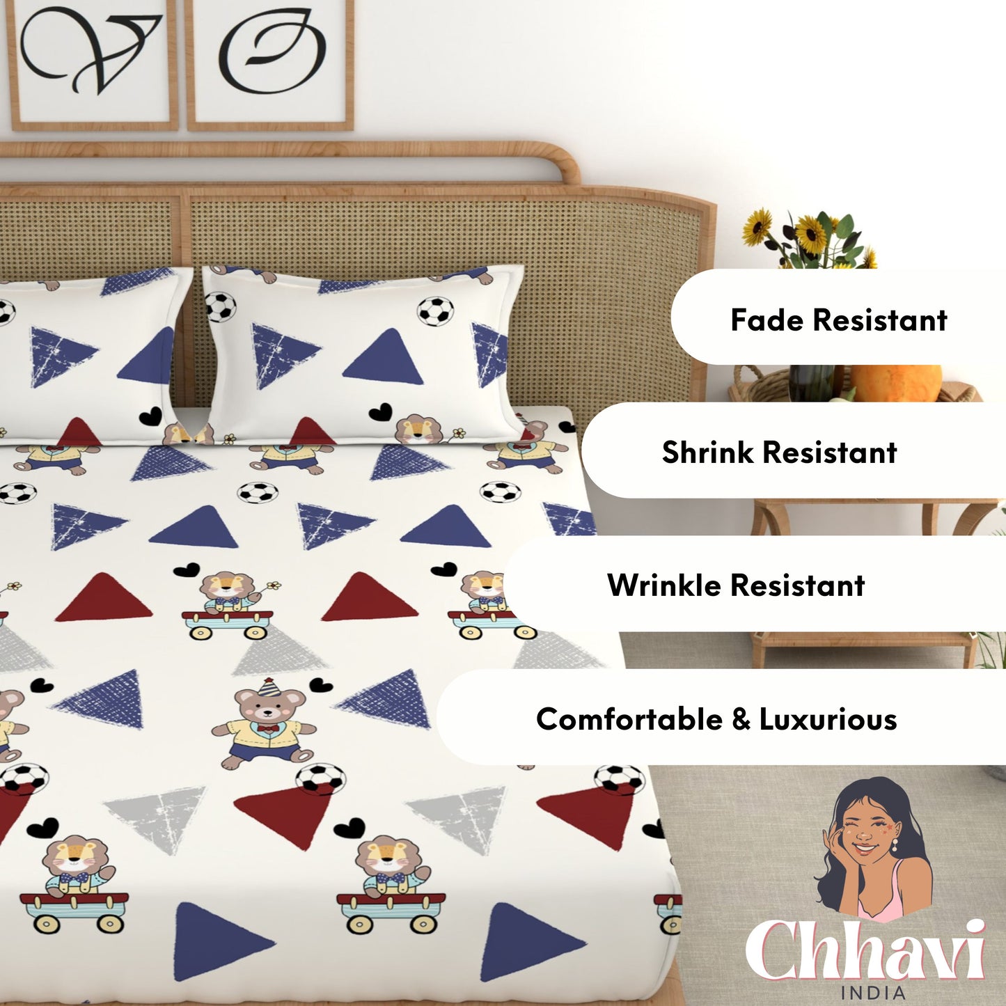 CHHAVI INDIA 210 TC Microfiber Printed King Size Bedsheet With Pillow Covers