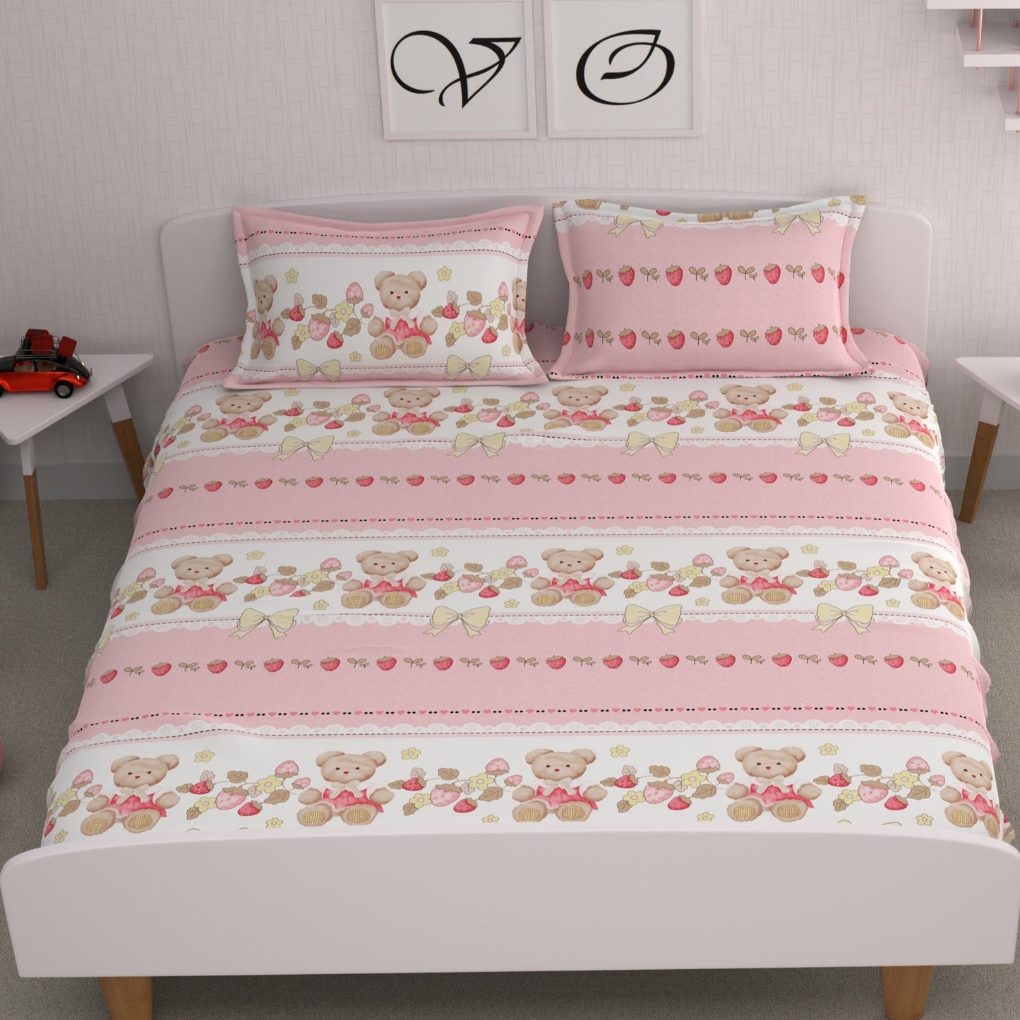 CHHAVI INDIA 210 TC Microfiber Double Fitted  Size Printed Bedsheet