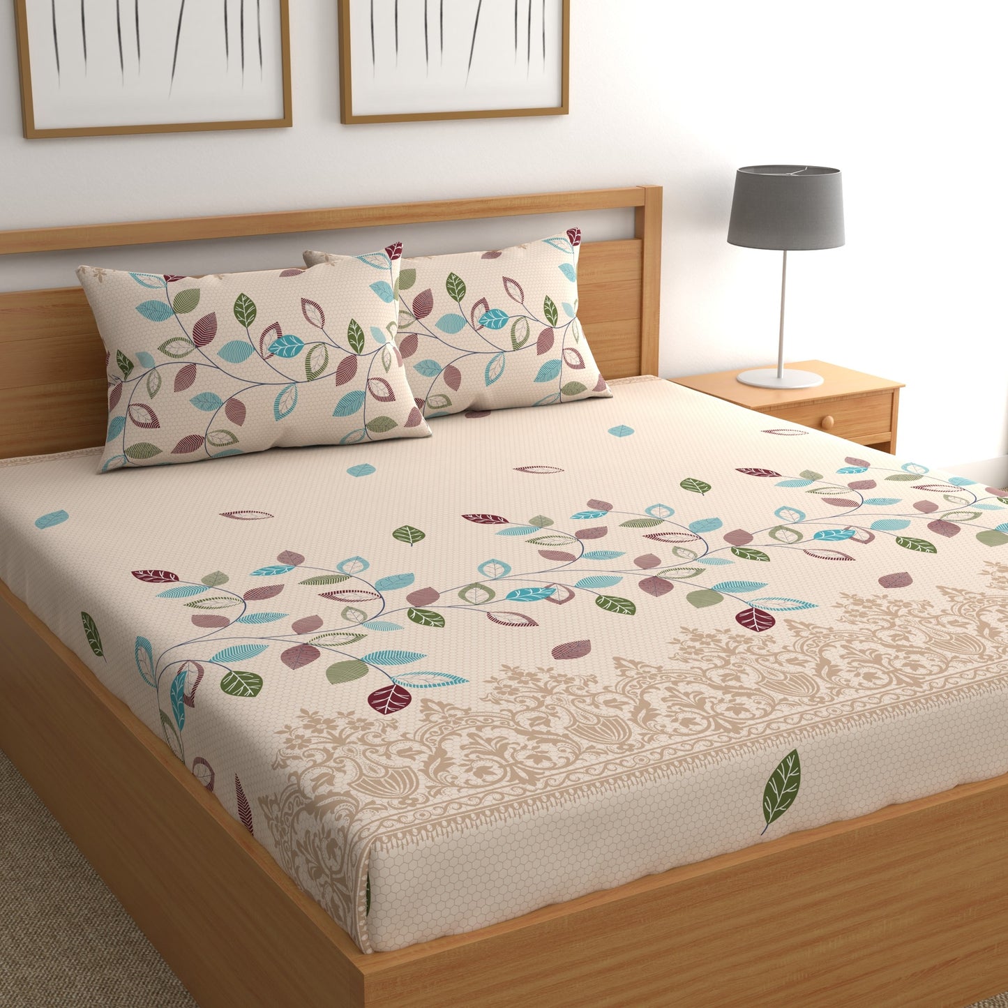 CG Homes 140 TC Double Printed Flat Bedsheet DB650