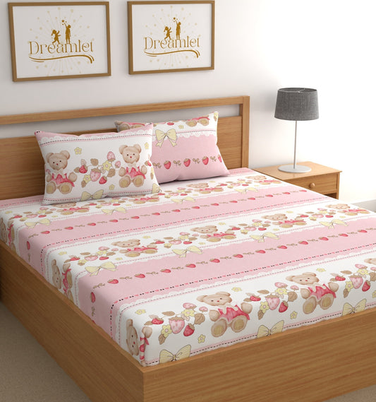 DREAMLET 180TC Glace Cotton Bedsheet with 2 Pillow Covers DB379