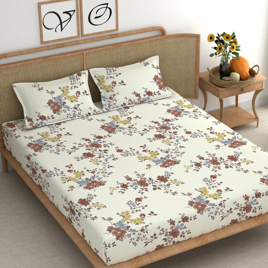 CHHAVI INDIA 210 TC Microfiber Printed King Size Bedsheet With Pillow Covers