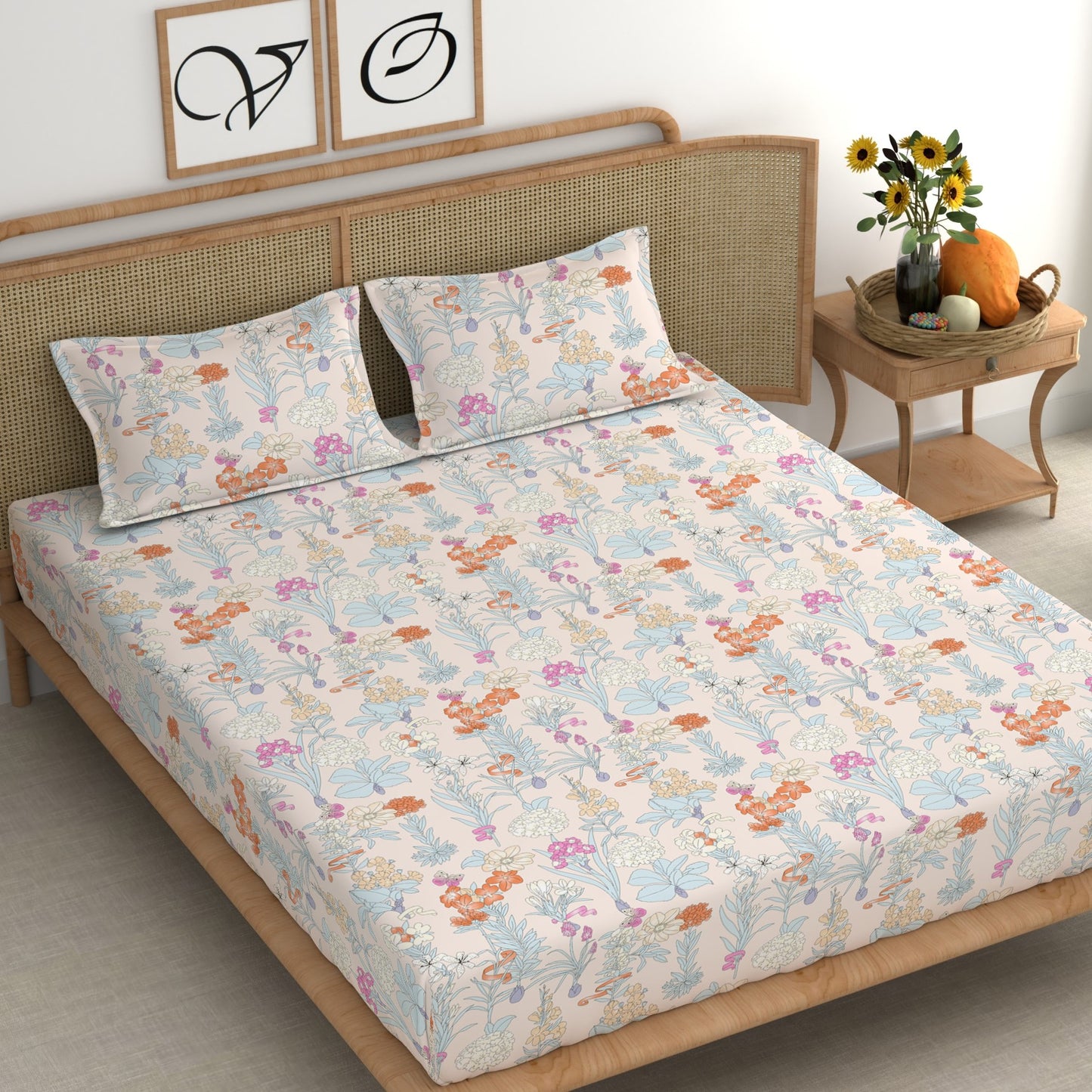 CHHAVI INDIA 210 TC Microfiber Printed King Size Bedsheet With Pillow Covers