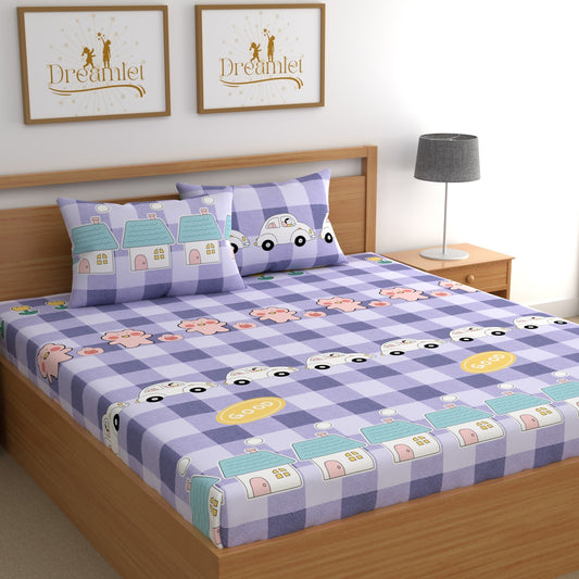 DREAMLET 180TC Glace Cotton Bedsheet with 2 Pillow Covers DB835