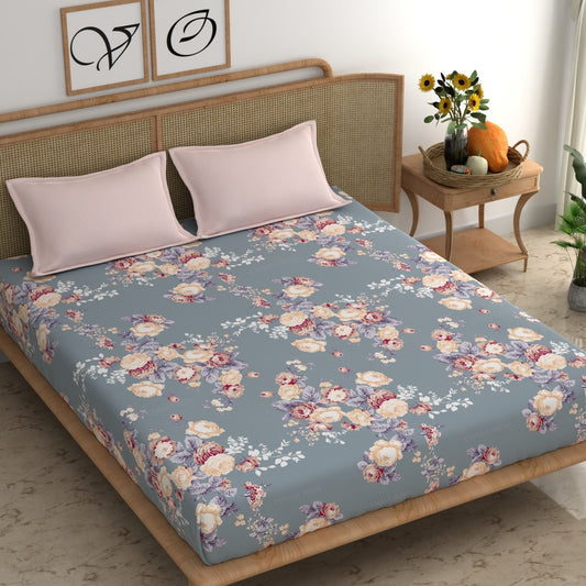 CHHAVI INDIA 210 TC Microfiber Printed King Size Bedsheet With Pillow Covers