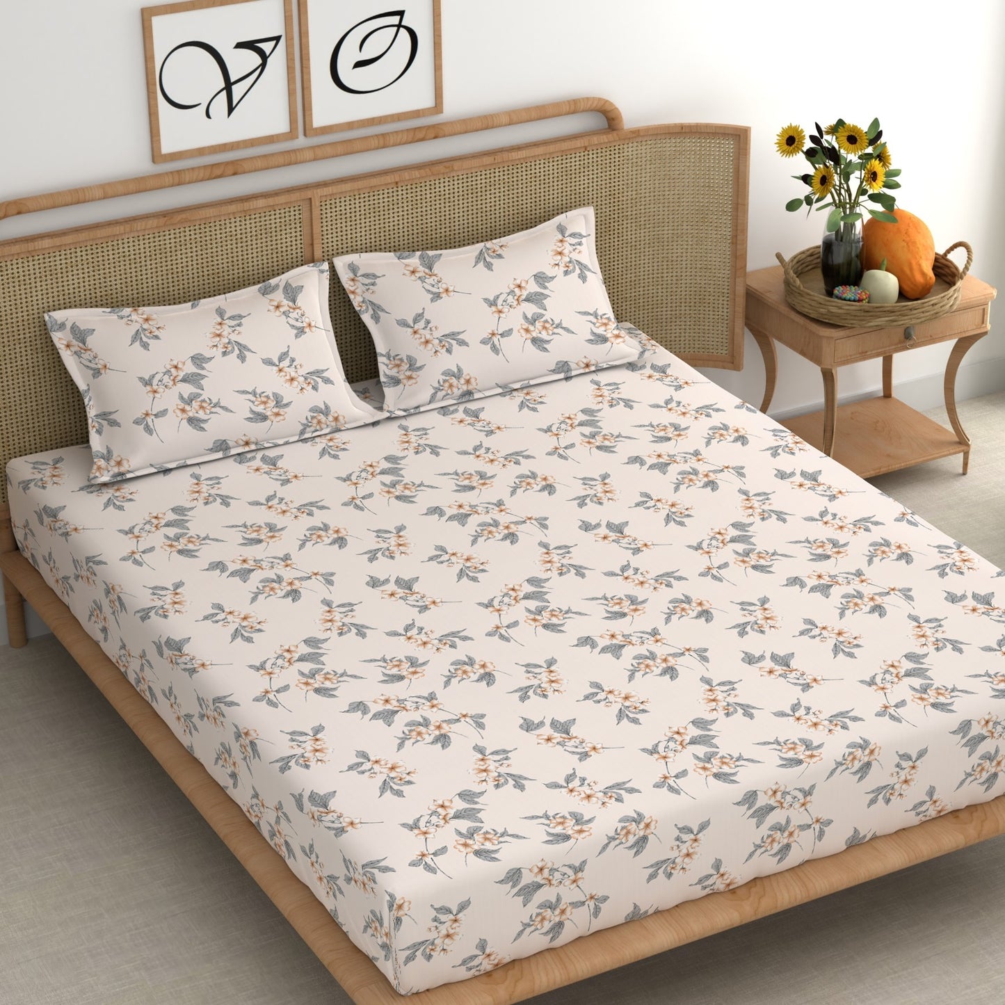 CHHAVI INDIA 210 TC Microfiber Printed Double Bedsheet With Pillow Covers