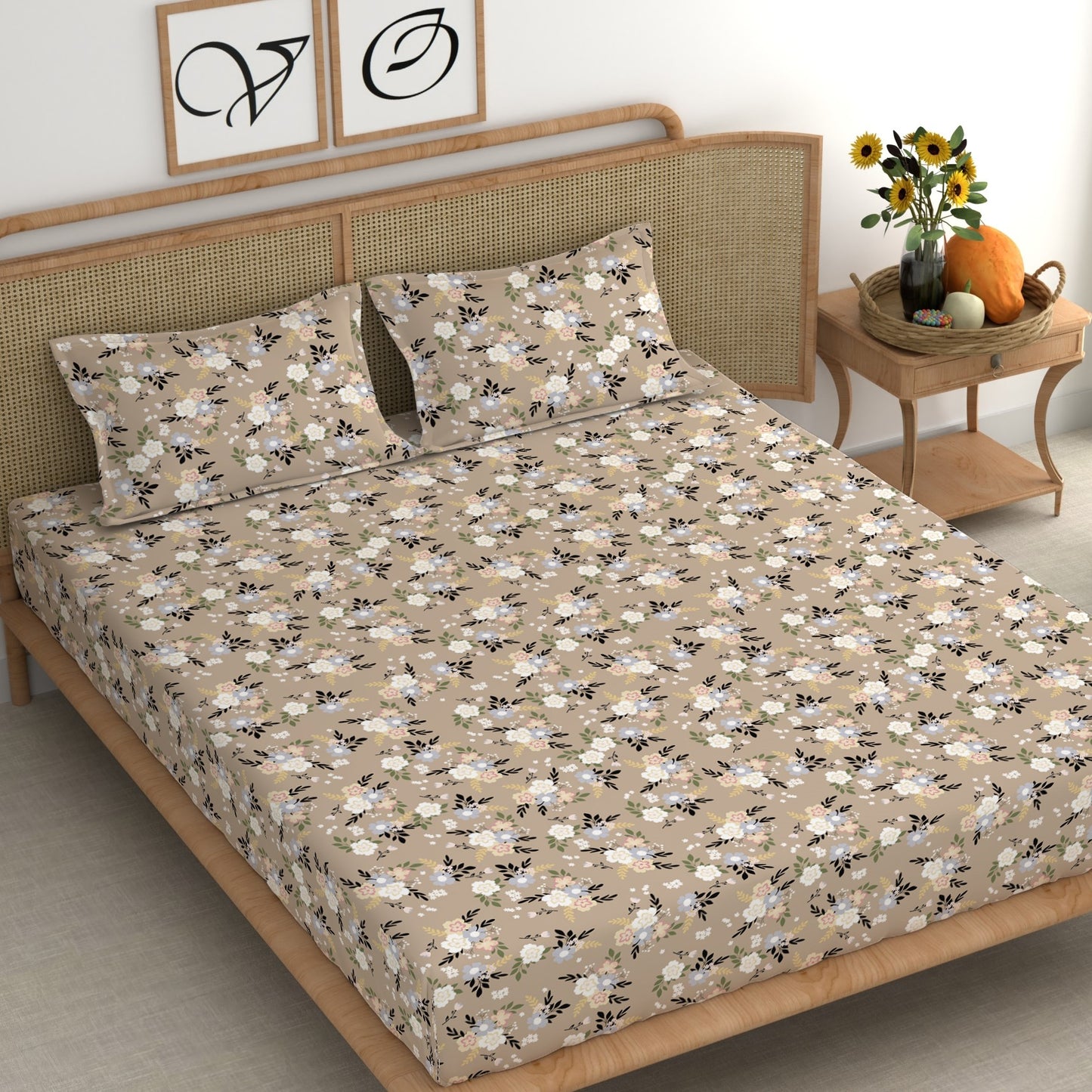 CHHAVI INDIA 210 TC Microfiber Printed King Size Bedsheet With Pillow Covers