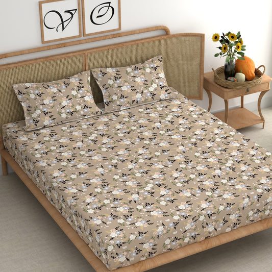 CHHAVI INDIA 210 TC Microfiber Printed King Size Bedsheet With Pillow Covers