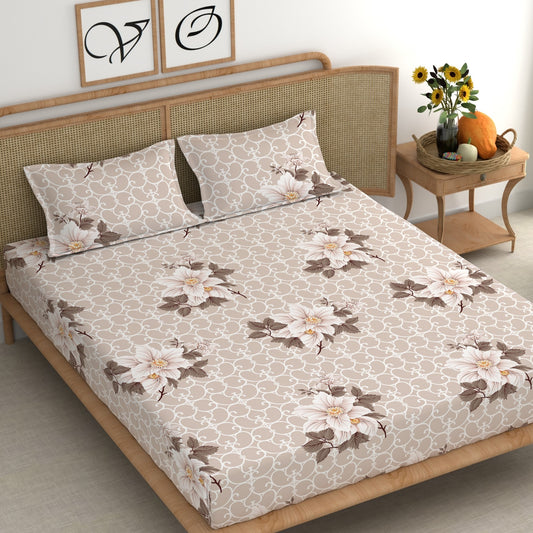 CHHAVI INDIA 210 TC Microfiber Printed Double Bedsheet With Pillow Covers