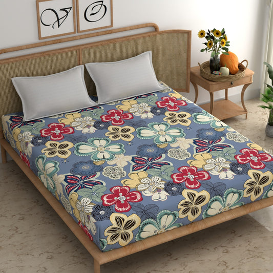 CHHAVI INDIA 210 TC Microfiber Printed King Size Bedsheet With Pillow Covers