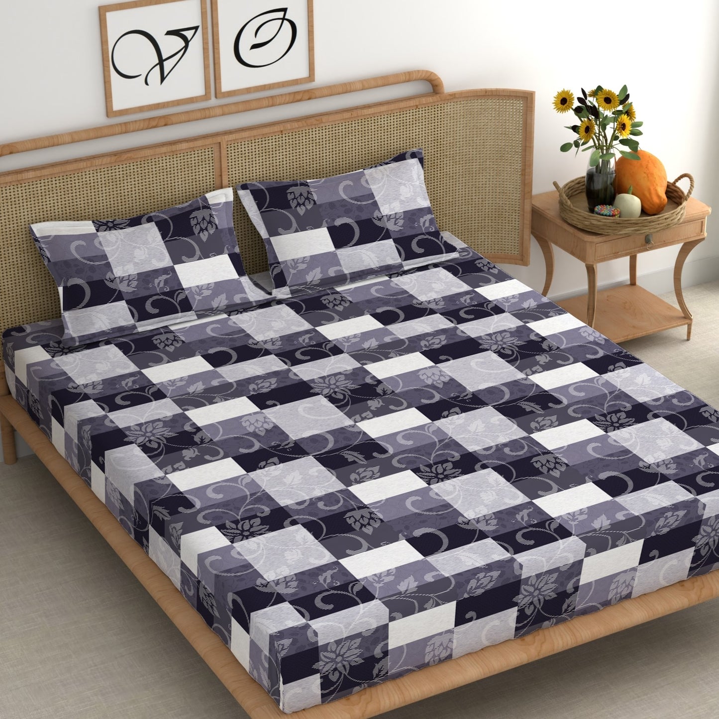 CHHAVI INDIA 210 TC Microfiber Printed King Size Bedsheet With Pillow Covers