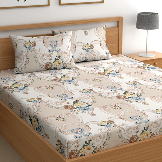 CHHAVI INDIA 210 TC Microfiber Printed Double Bedsheet With Pillow Covers