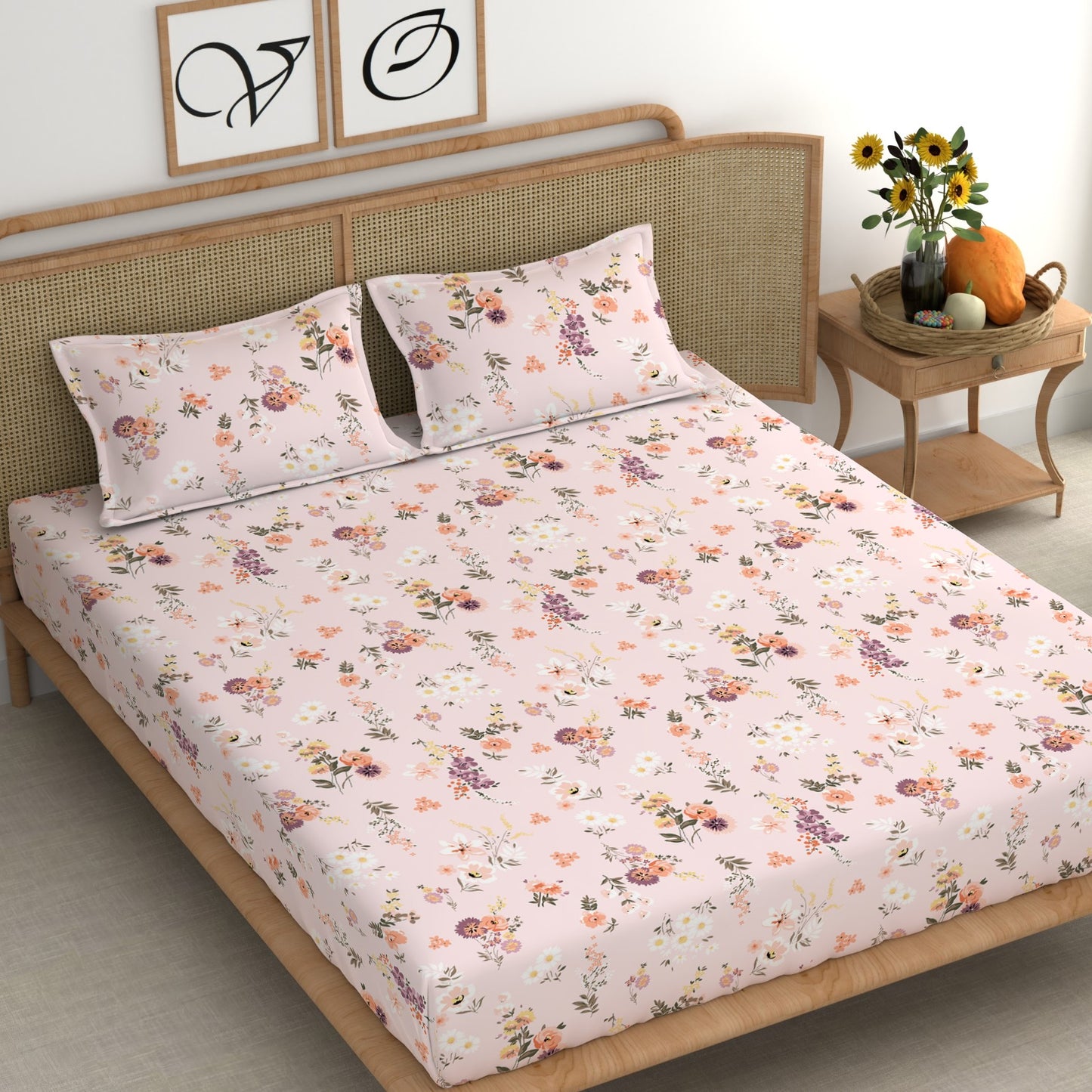 CHHAVI INDIA 210 TC Microfiber Printed King Size Bedsheet With Pillow Covers