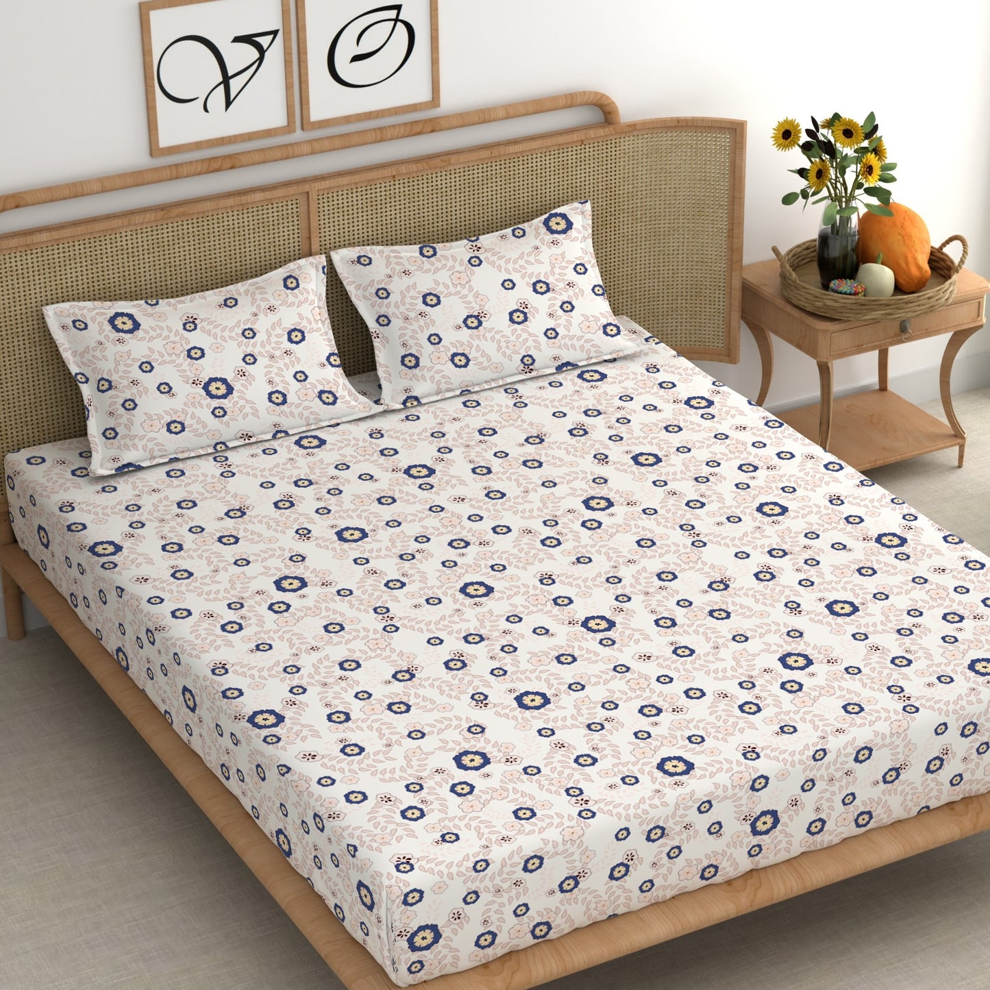 CHHAVI INDIA 210 TC Microfiber Printed King Size Bedsheet With Pillow Covers