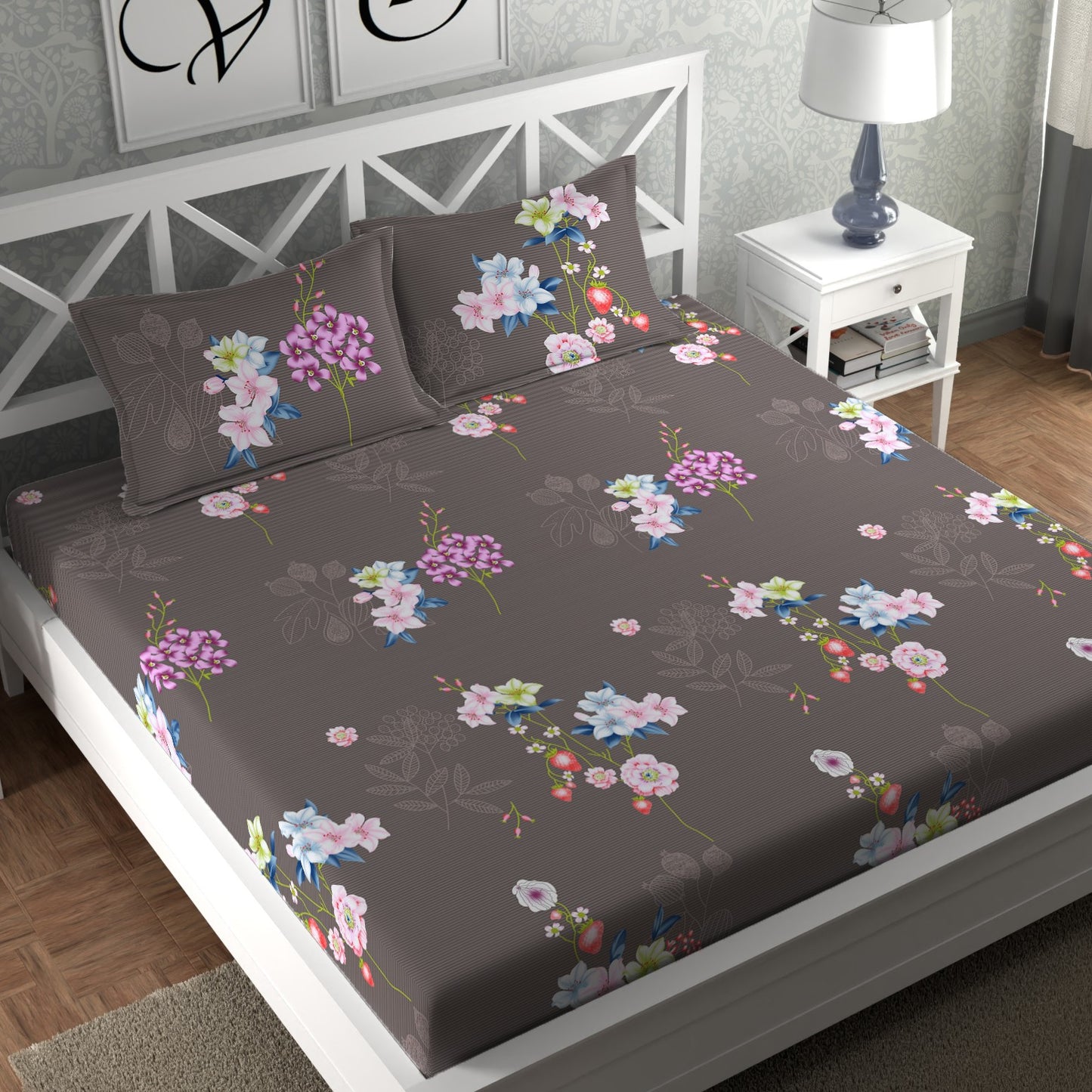 CG HOMES 180TC Glace Cotton Bedsheet with 2 Pillow Covers