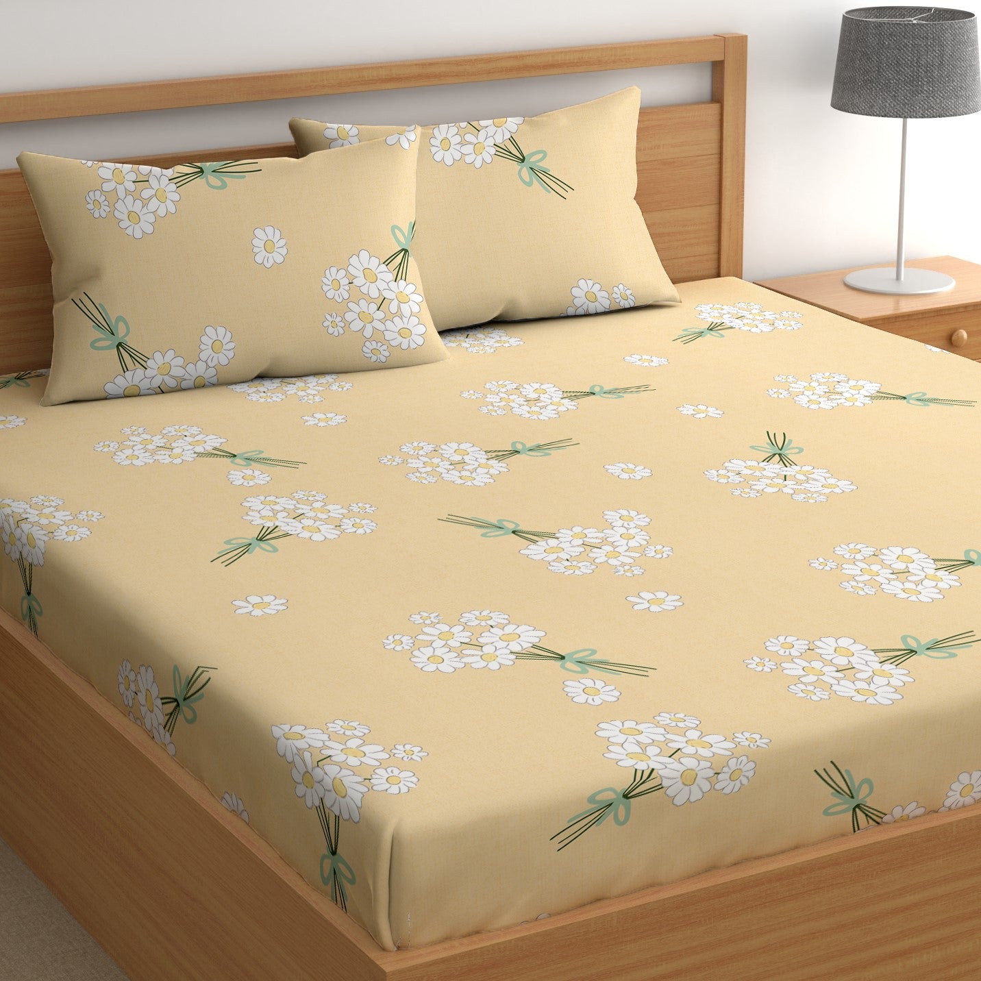 CHHAVI INDIA 210 TC Microfiber Printed King Size Bedsheet With Pillow Covers