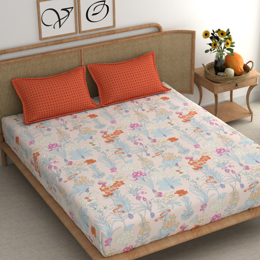 CHHAVI INDIA 210 TC Microfiber Printed King Size Bedsheet With Pillow Covers