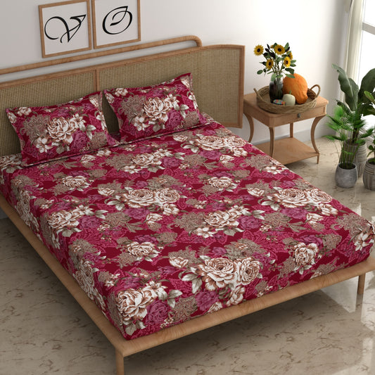 CHHAVI INDIA 210 TC Microfiber Printed King Size Bedsheet With Pillow Covers