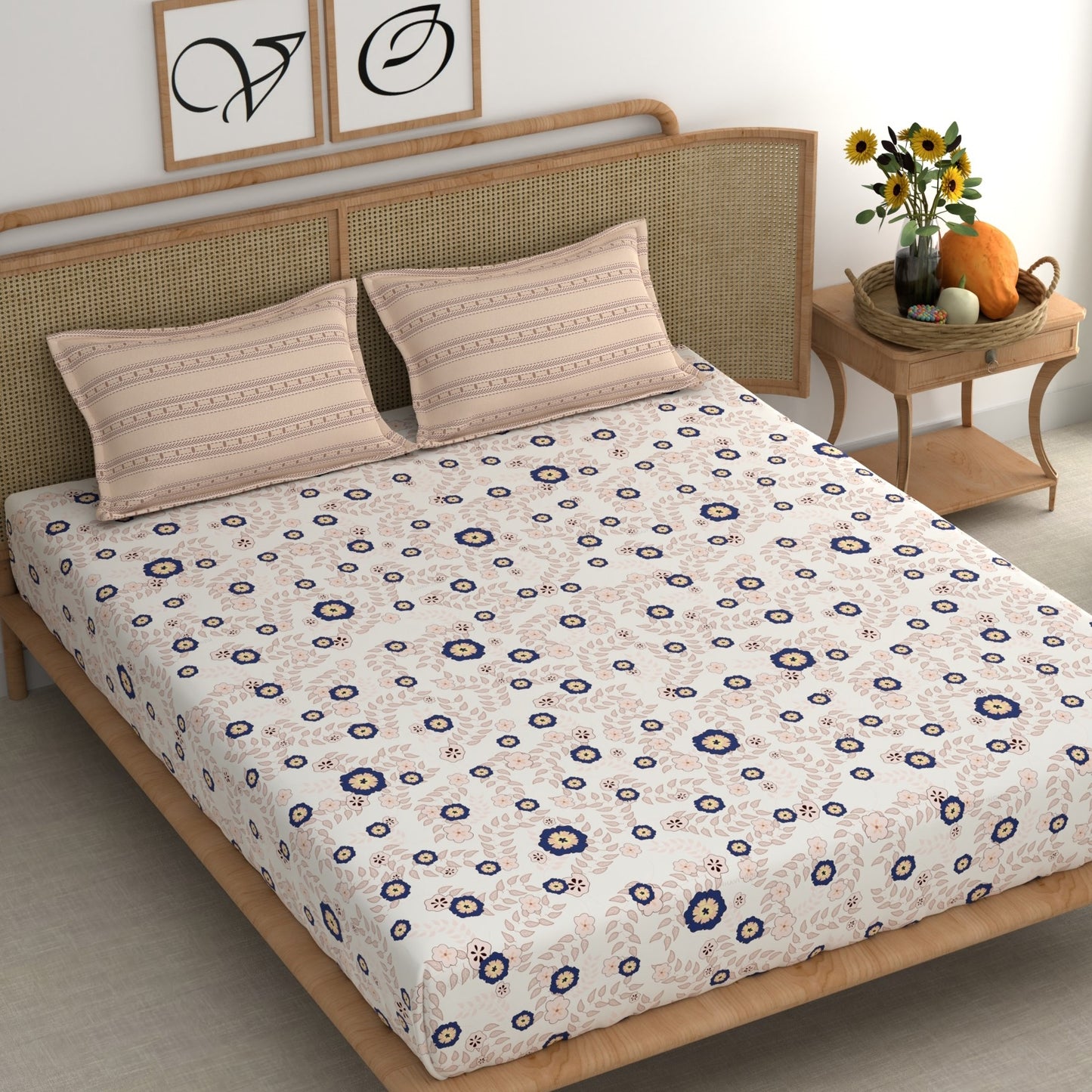 CHHAVI INDIA 210 TC Microfiber Printed King Size Bedsheet With Pillow Covers