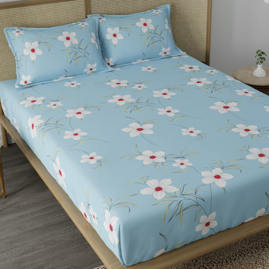 CG HOMES 180TC Glace Cotton Bedsheet with 2 Pillow Covers