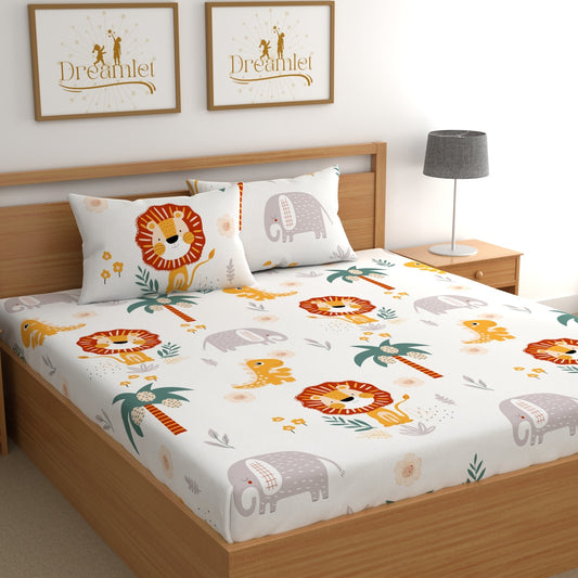 DREAMLET 180TC Glace Cotton Bedsheet with 2 Pillow Covers DB385