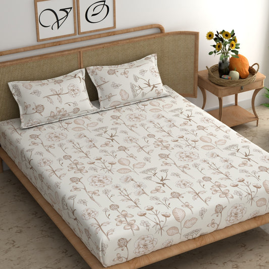 CHHAVI INDIA 210 TC Microfiber Printed King Size Bedsheet With Pillow Covers