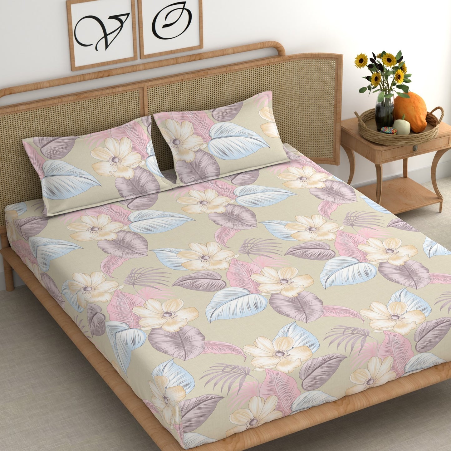 CHHAVI INDIA 210 TC Microfiber Printed King Size Bedsheet With Pillow Covers