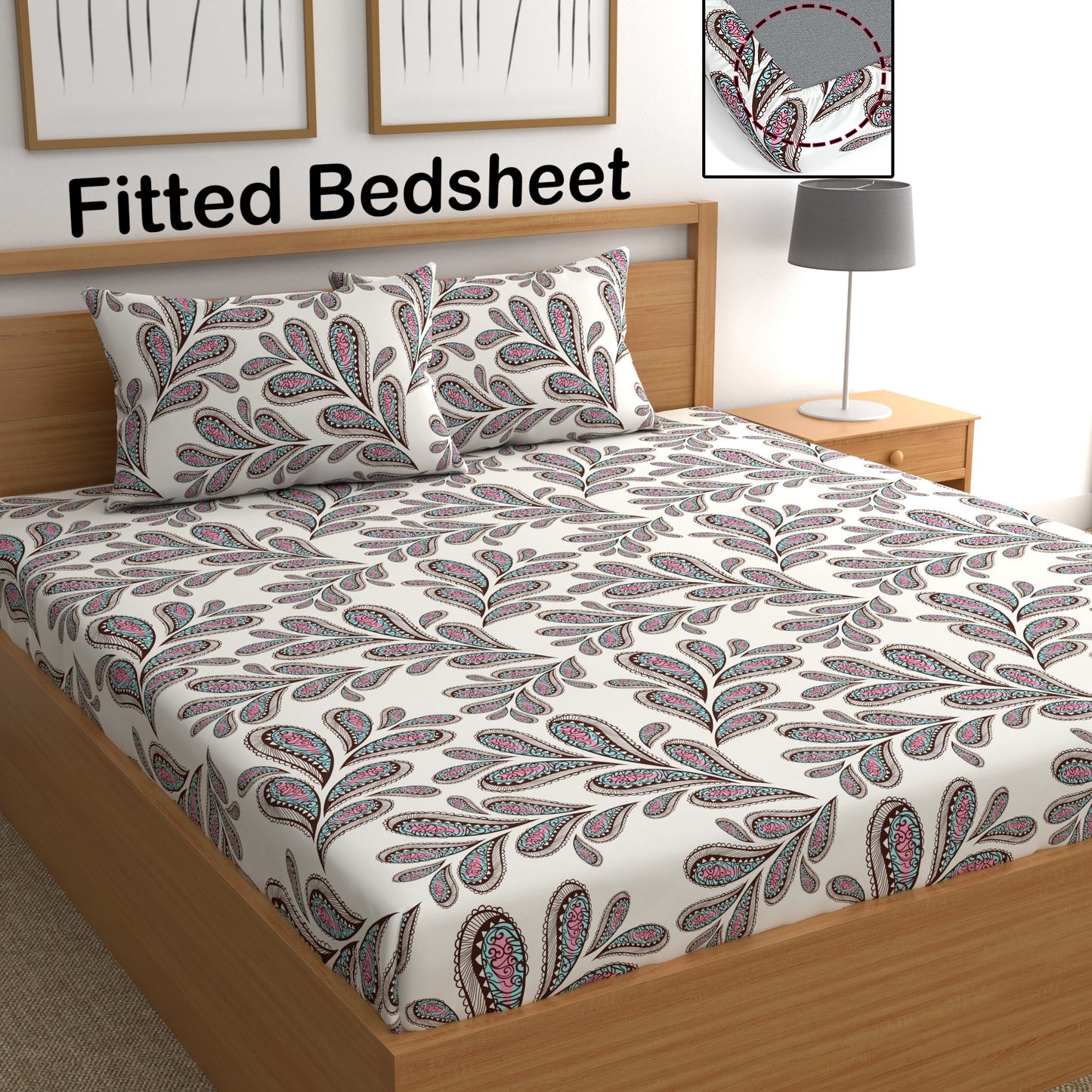 CHHAVI INDIA 210 TC Microfiber Fitted Double Size Printed Bedsheet