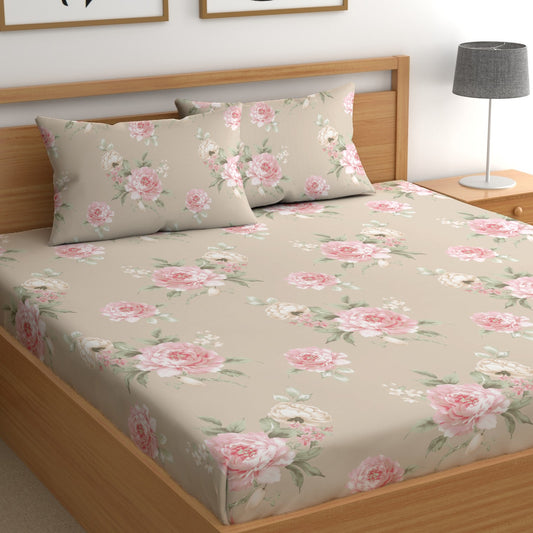 CHHAVI INDIA 210 TC Microfiber Printed Double Bedsheet With Pillow Covers