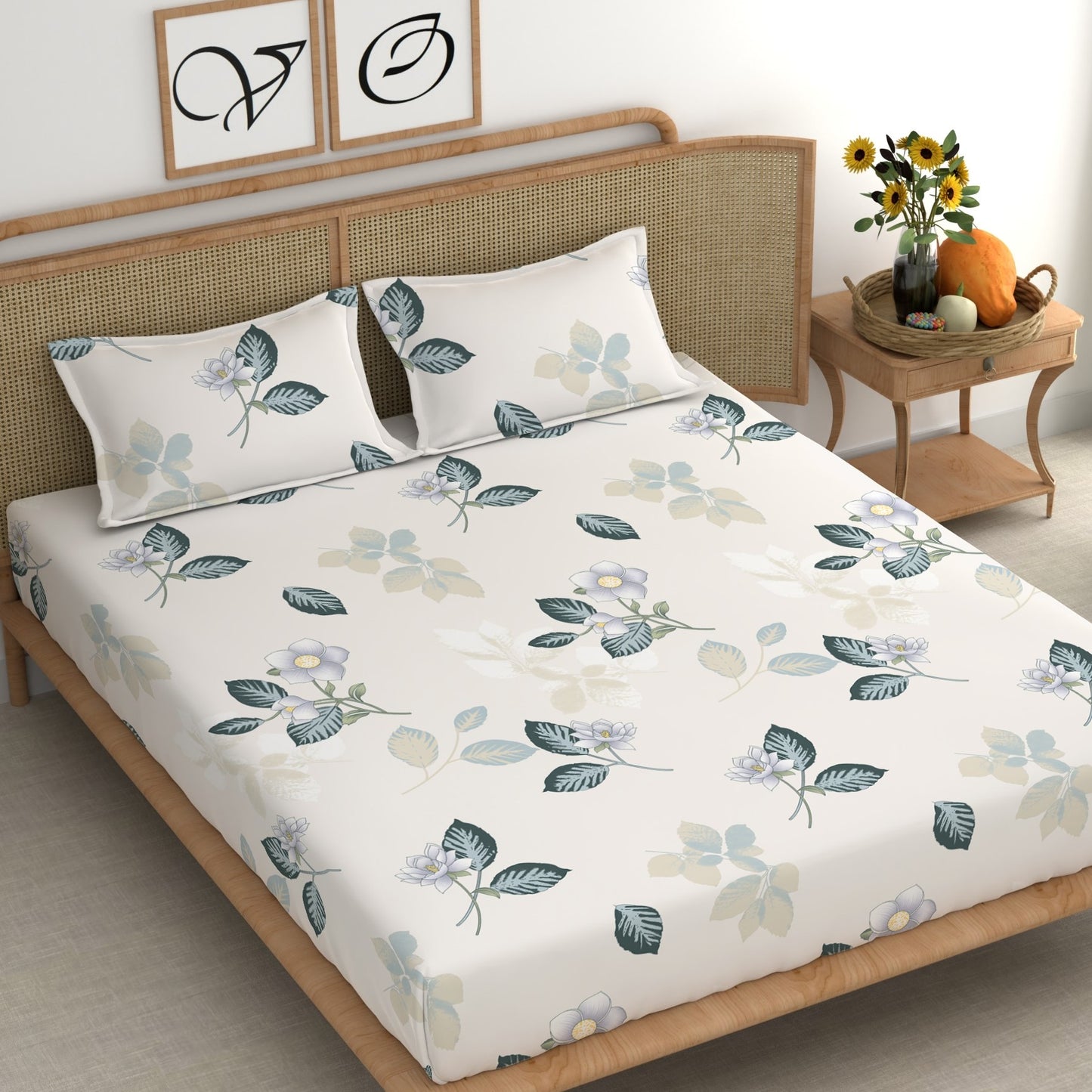 CHHAVI INDIA 210 TC Microfiber Printed Double Bedsheet With Pillow Covers