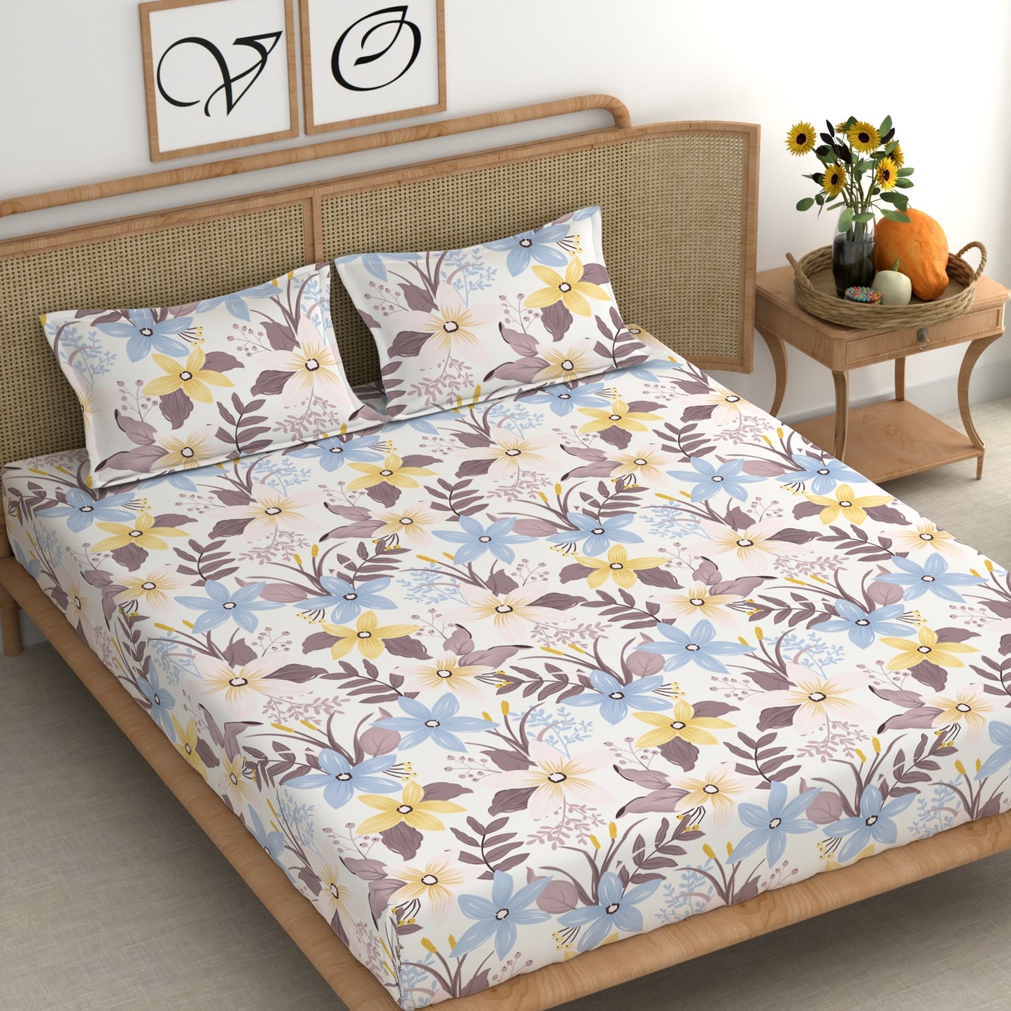 CHHAVI INDIA 210 TC Microfiber Printed King Size Bedsheet With Pillow Covers