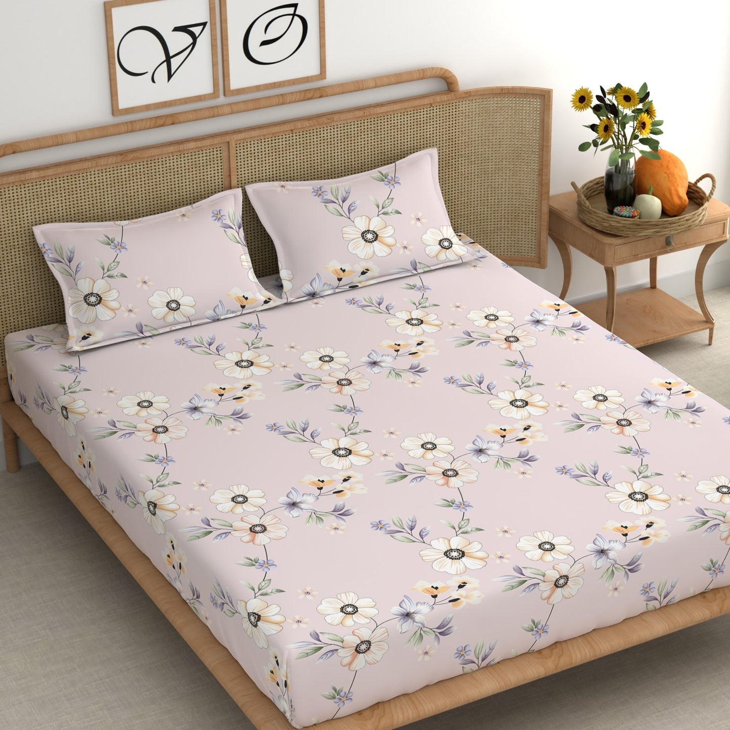 CHHAVI INDIA 210 TC Microfiber Printed King Size Bedsheet With Pillow Covers