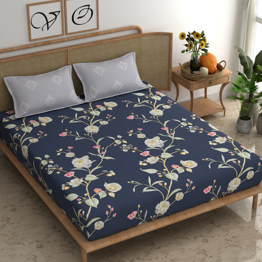 CHHAVI INDIA 210 TC Microfiber Printed King Size Bedsheet With Pillow Covers