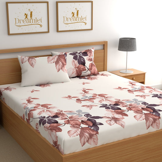 DREAMLET 180TC Glace Cotton Bedsheet with 2 Pillow Covers DB980