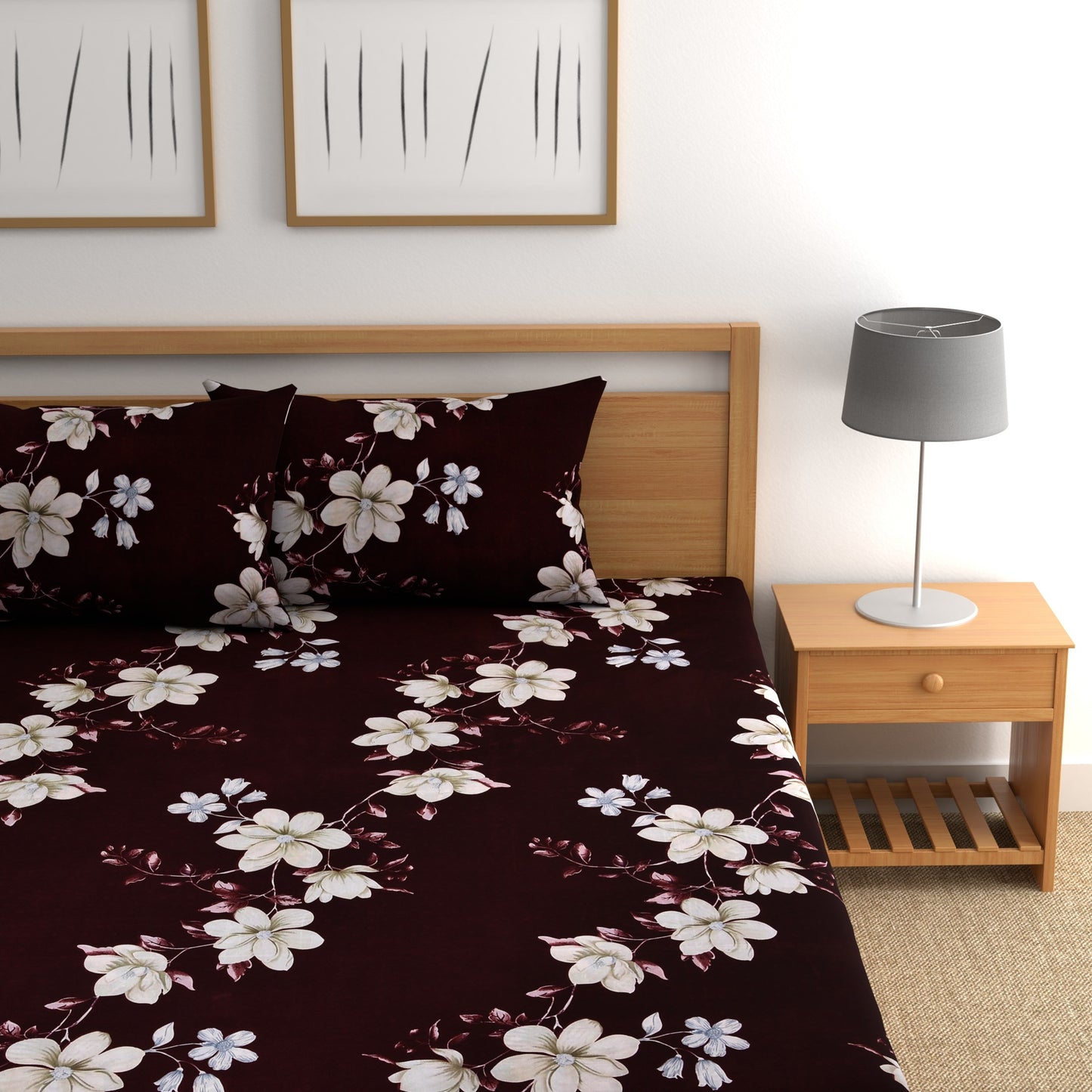 CG Homes 140 TC Double Printed Flat Bedsheet DB616