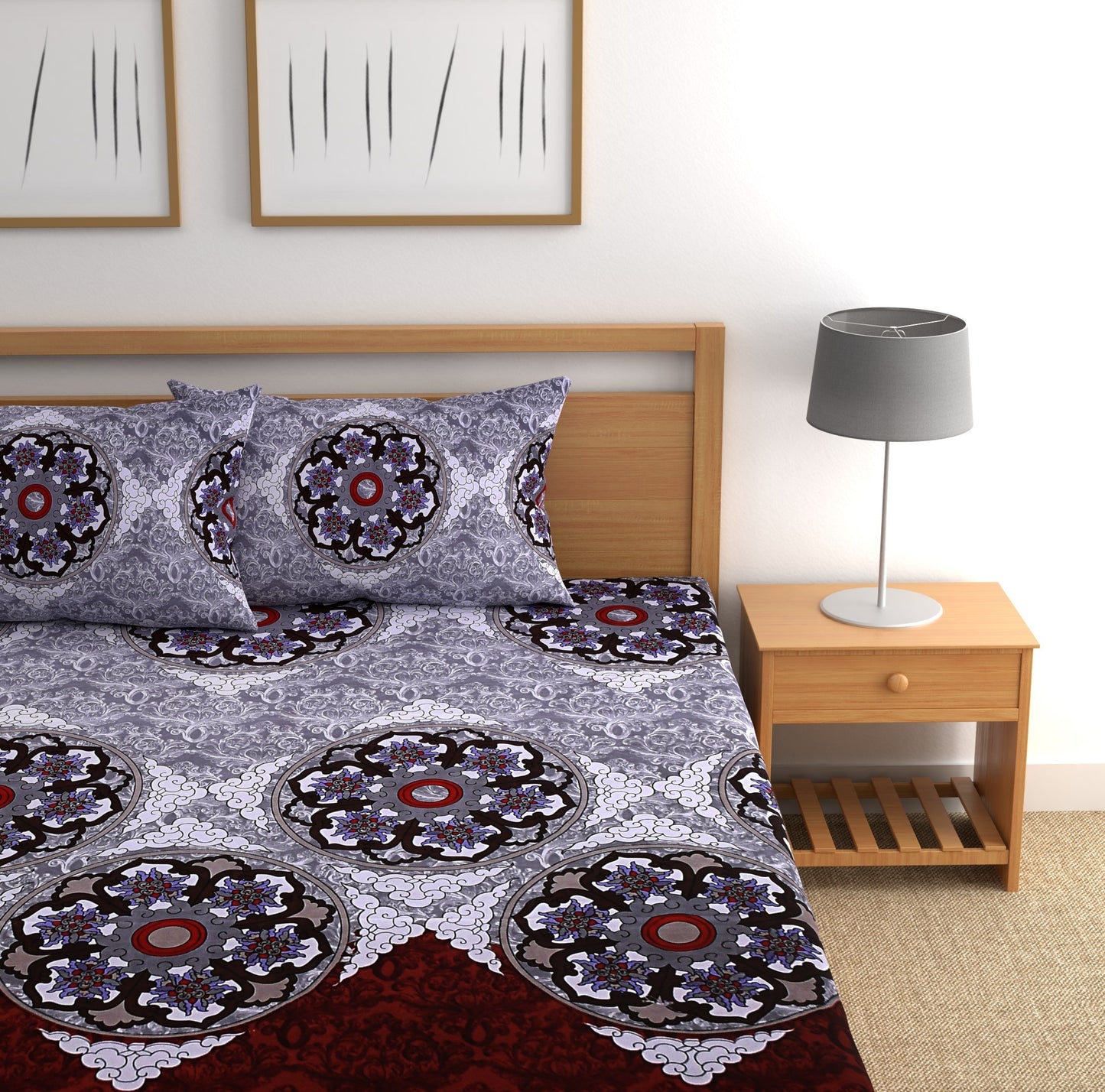 CG Homes 140 TC Double Printed Flat Bedsheet DB654