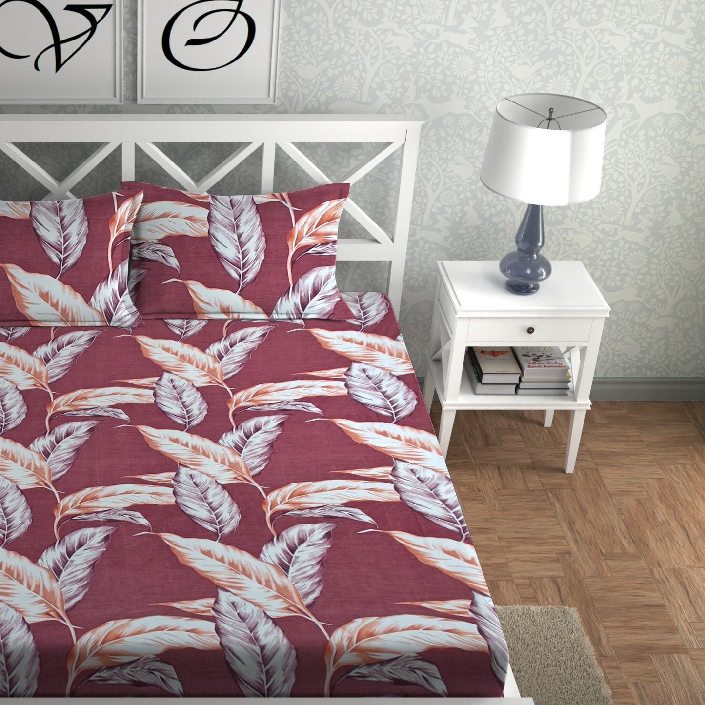 CG Homes 140 TC Double Printed Flat Bedsheet DB681