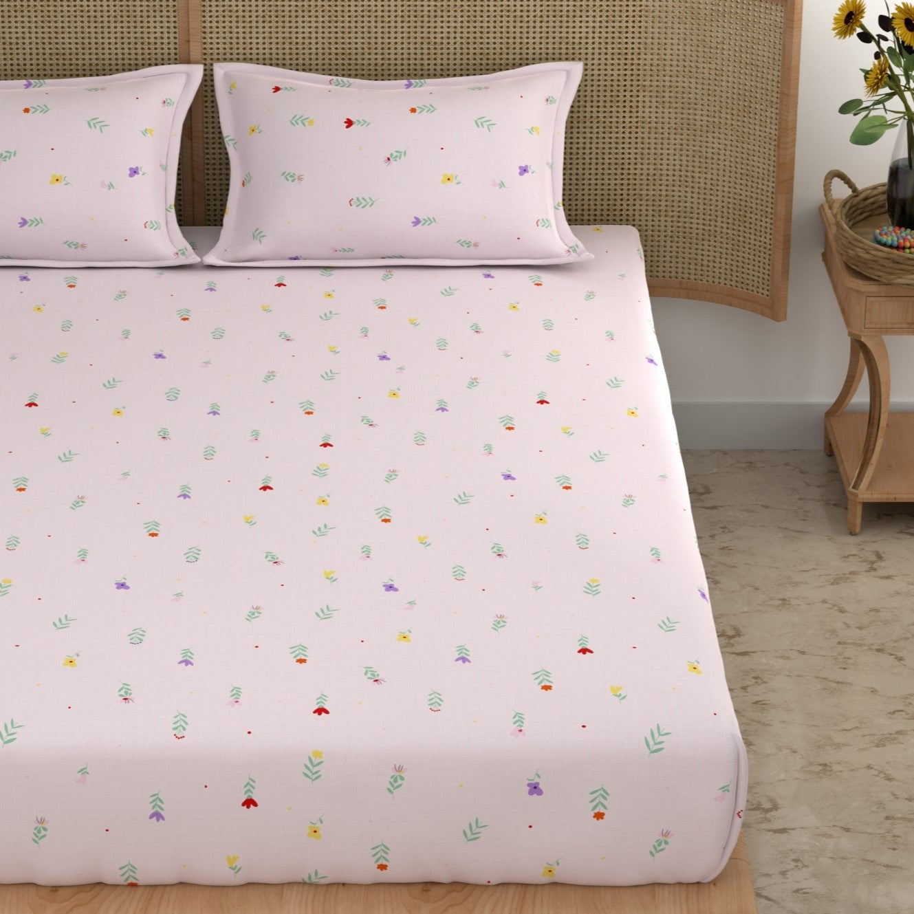 CHHAVI INDIA 210 TC Microfiber Printed King Size Bedsheet With Pillow Covers