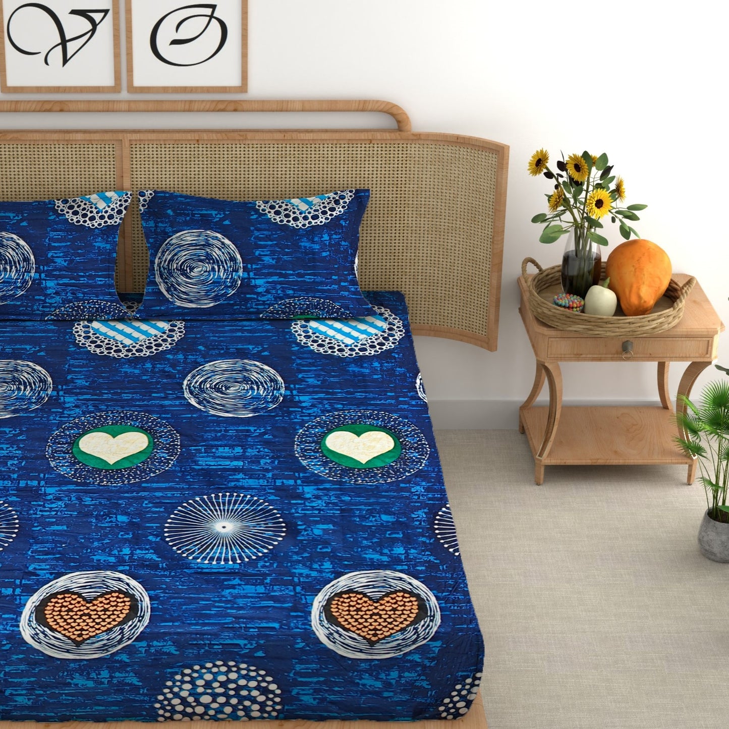 CG Homes 140 TC Double Printed Flat Bedsheet DB612