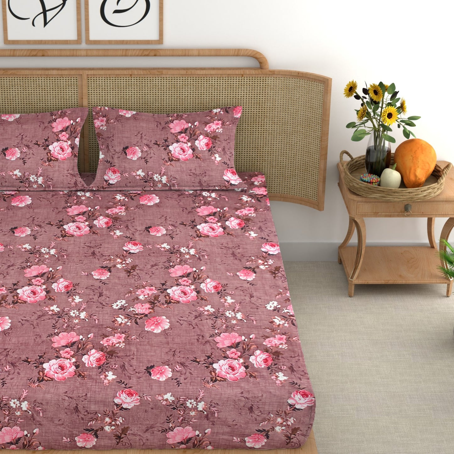 CG Homes 140 TC Double Printed Flat Bedsheet DB614