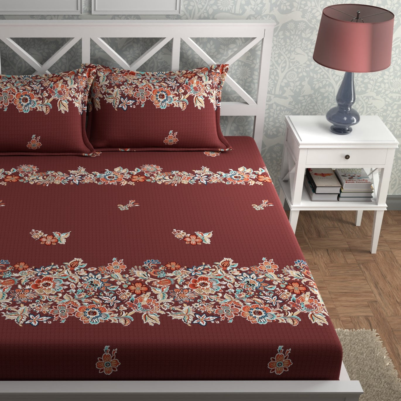 CG Homes 140 TC Double Printed Flat Bedsheet DB688