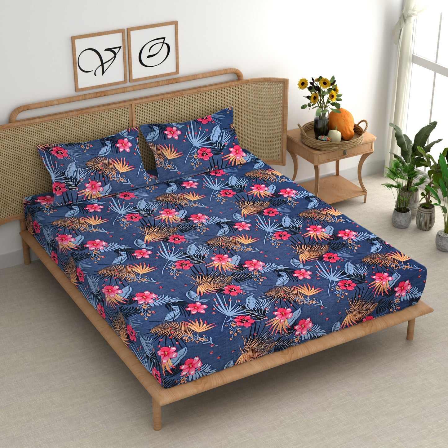 CG Homes 140 TC Double Printed Flat Bedsheet DB660