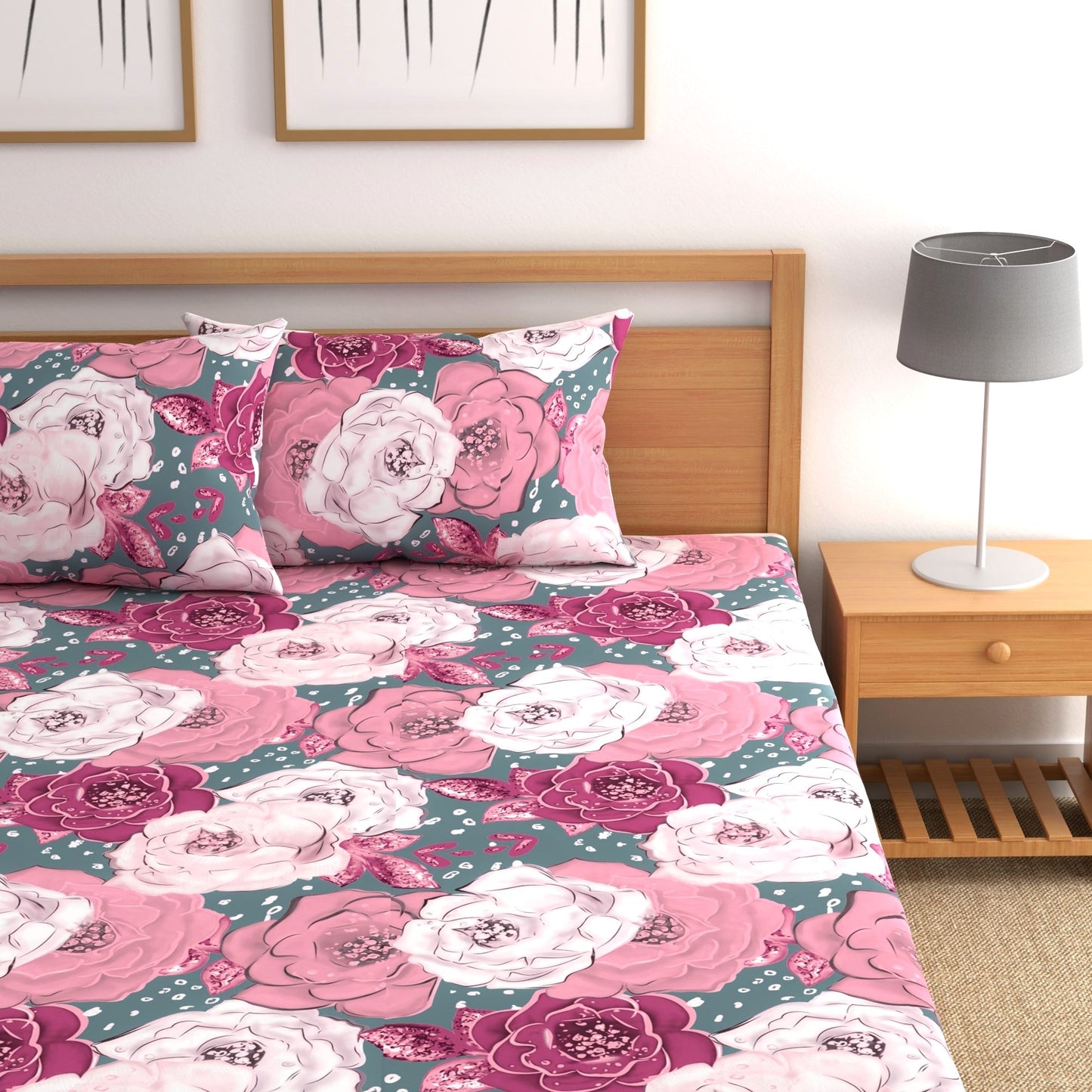 CG Homes 140 TC Double Printed Flat Bedsheet DB669