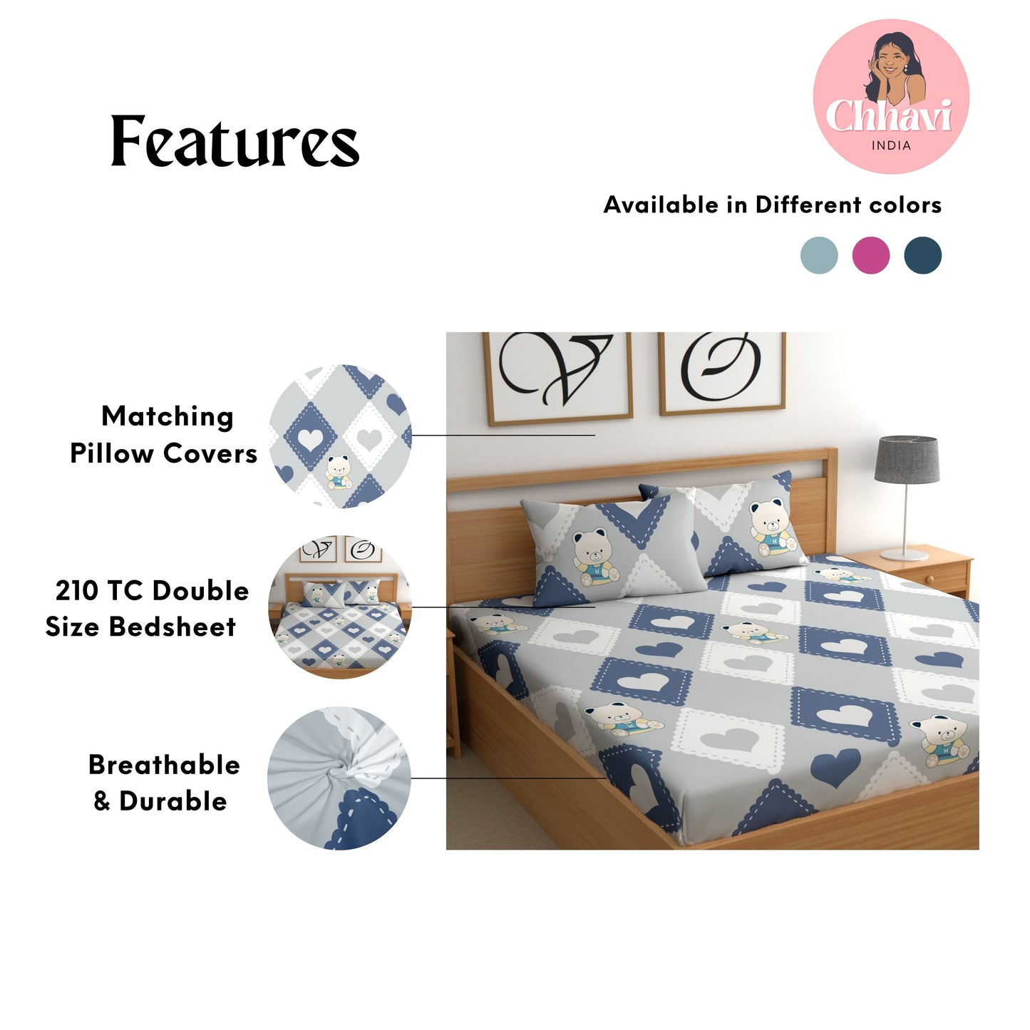 CHHAVI INDIA 210 TC Skin Safe Feel Soft Microfiber Bedsheet