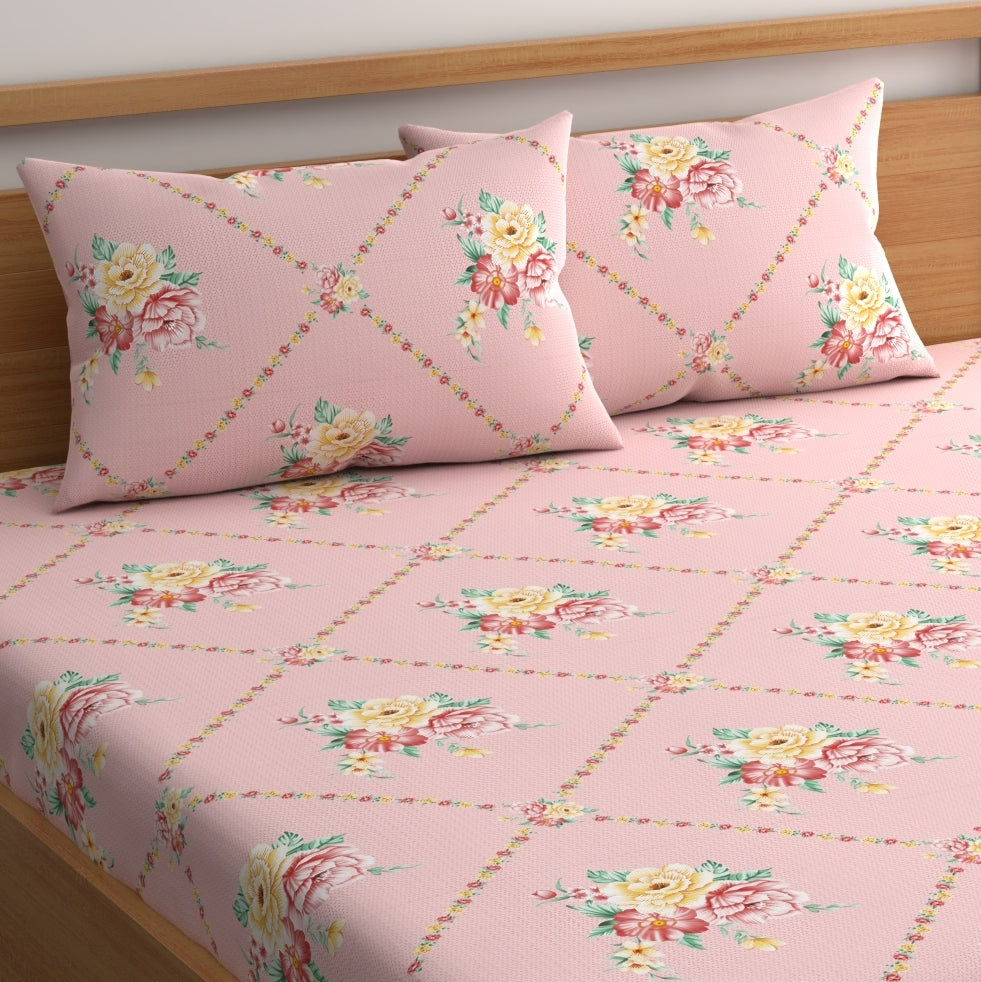 CG Homes 140 TC Double Printed Flat Bedsheet DB606