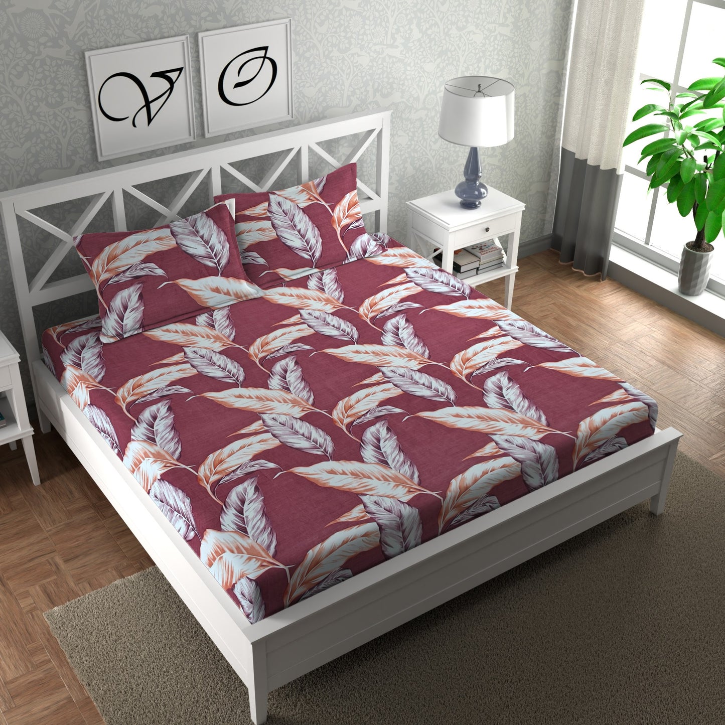 CG Homes 140 TC Double Printed Flat Bedsheet DB681