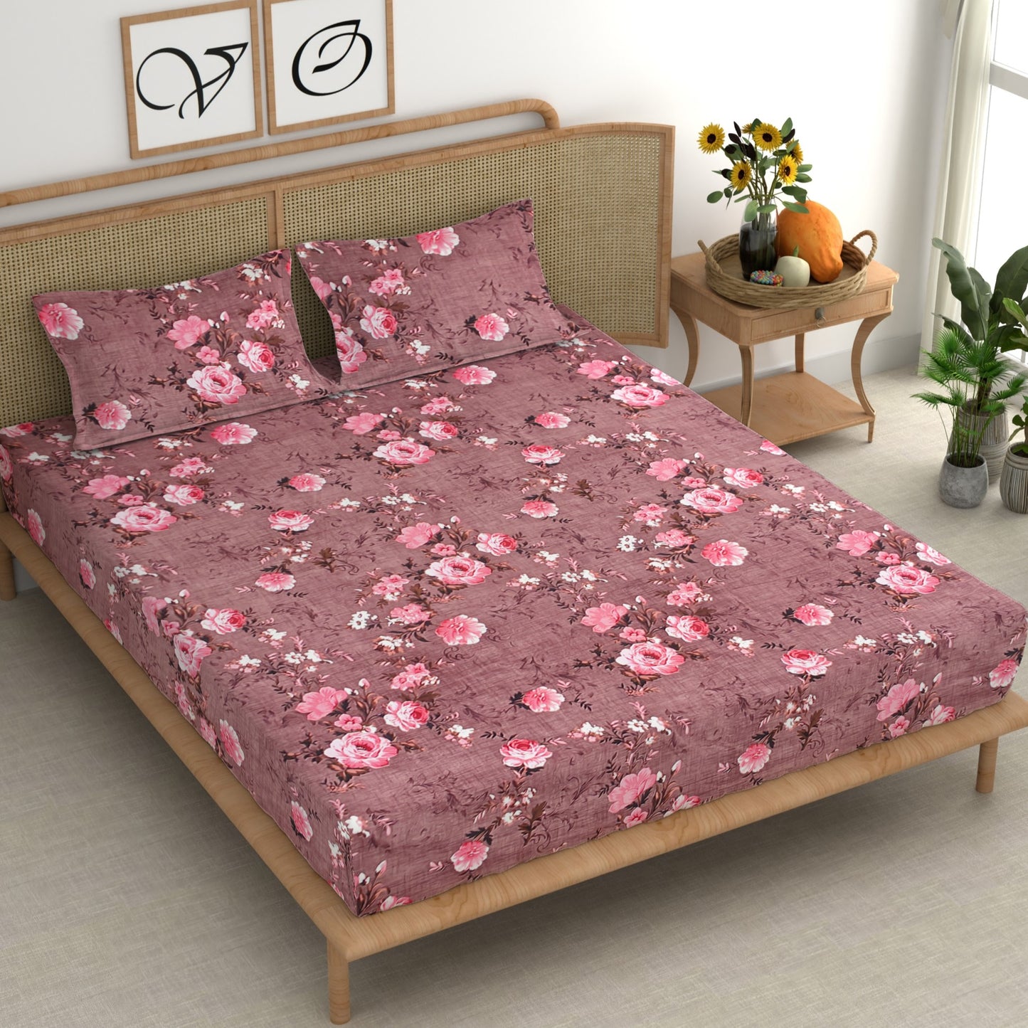 CG Homes 140 TC Double Printed Flat Bedsheet DB614