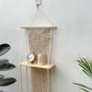 CG Homes MACRAME WALL HANGING WITH WOODEN SHELF