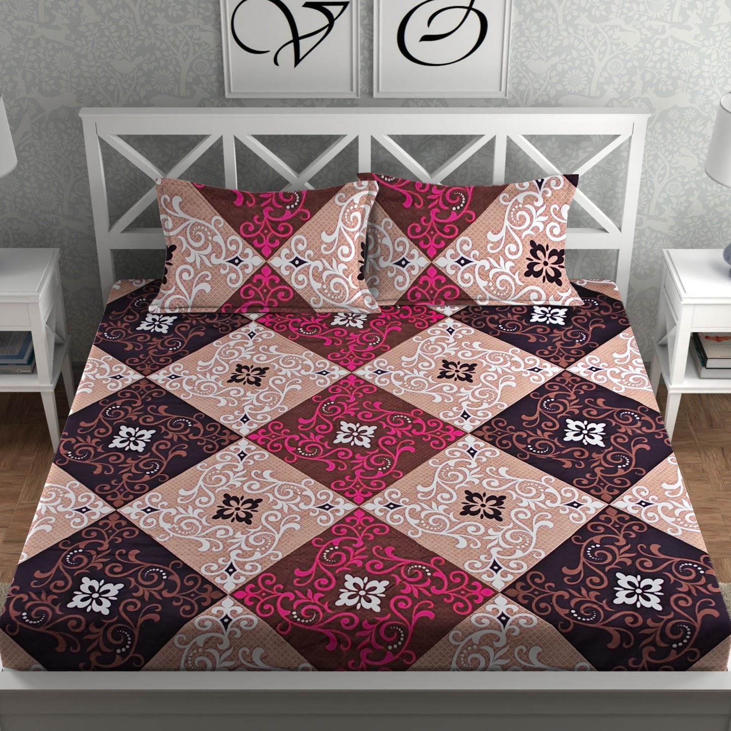 CG Homes 140 TC Double Printed Flat Bedsheet DB699