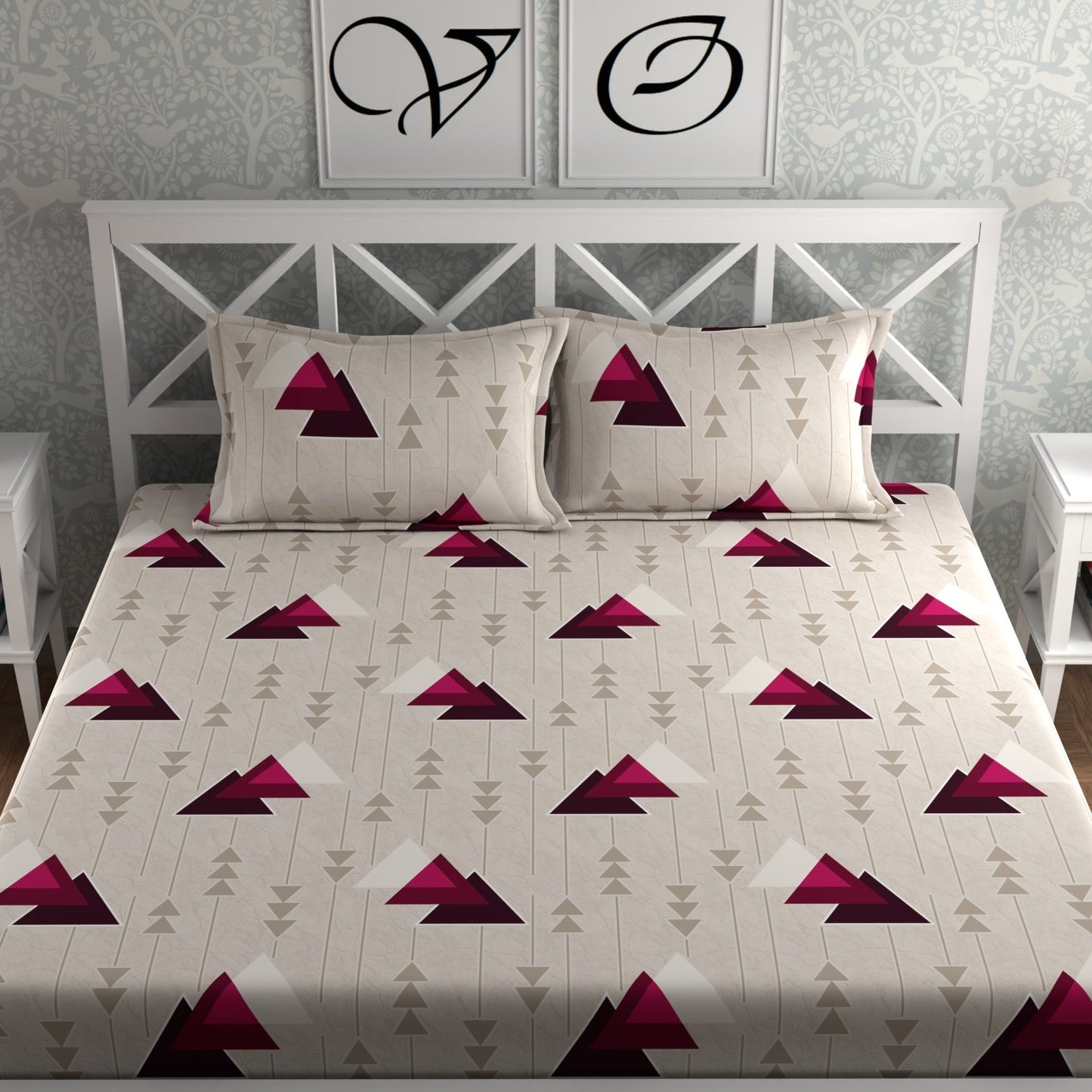 CG Homes 140 TC Double Printed Flat Bedsheet DB649