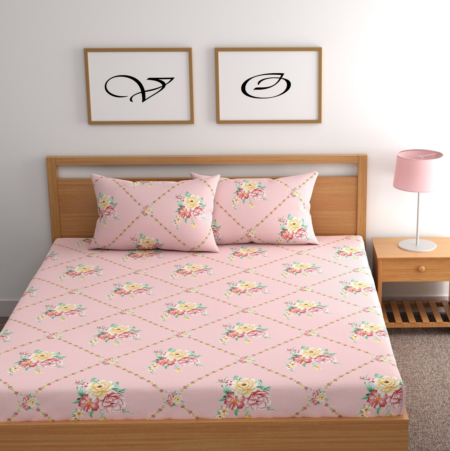 CG Homes 140 TC Double Printed Flat Bedsheet DB606